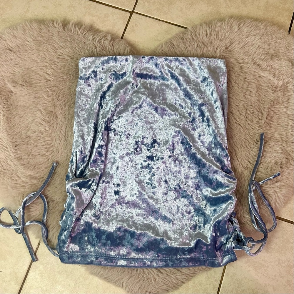 Blue Velvet Mini Skirt